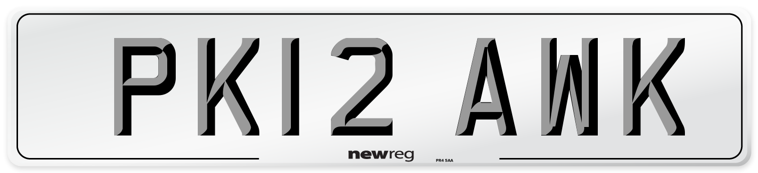 PK12 AWK Number Plate from New Reg